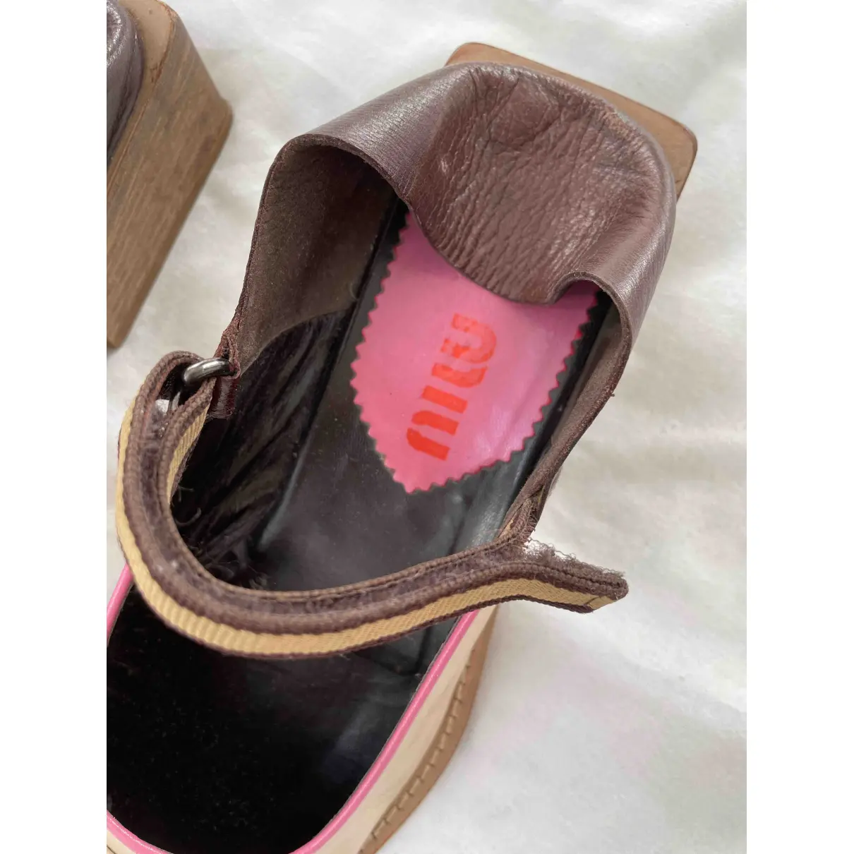 Leather mules & clogs Miu Miu - Vintage