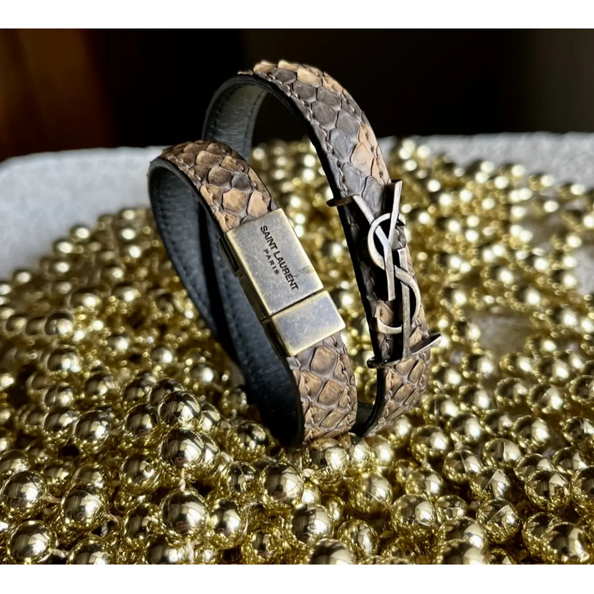 Monogramme leather bracelet Saint Laurent