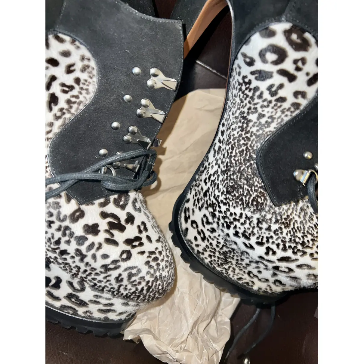 Pony-style calfskin lace up boots Alaïa