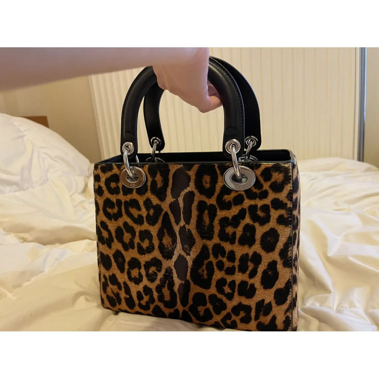 Buy Dior Lady Dior pony-style calfskin handbag online