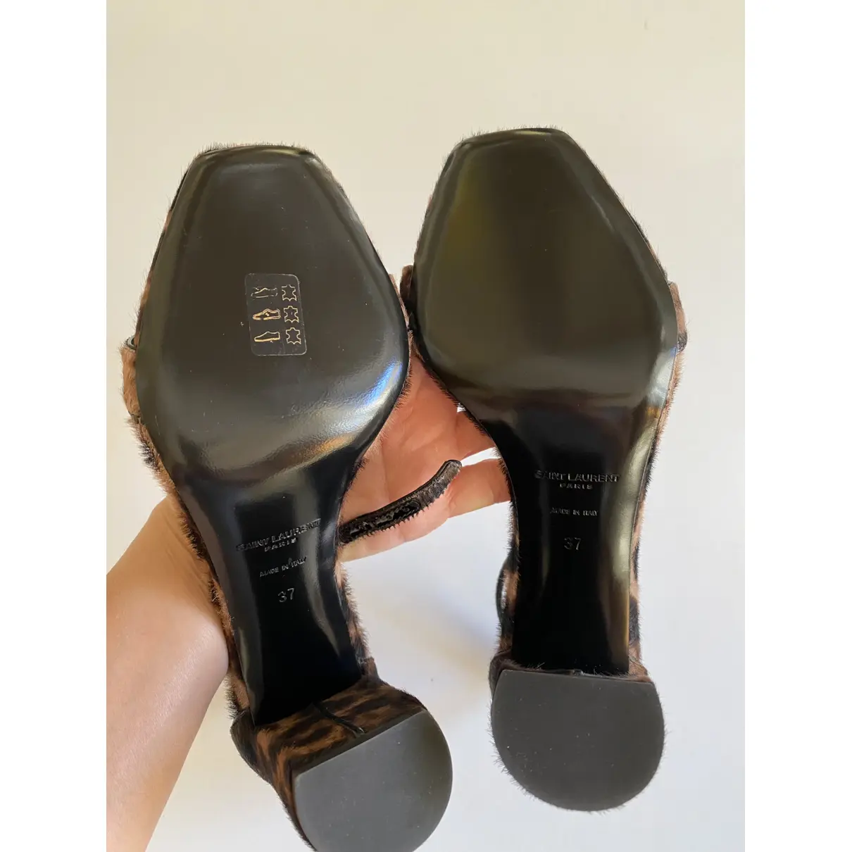 Loulou pony-style calfskin sandals Saint Laurent