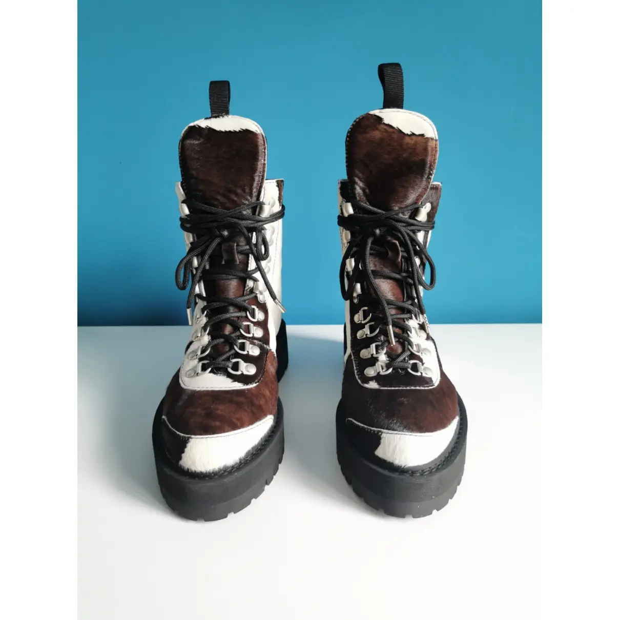 Buy Off-White Pony-style calfskin lace up boots online