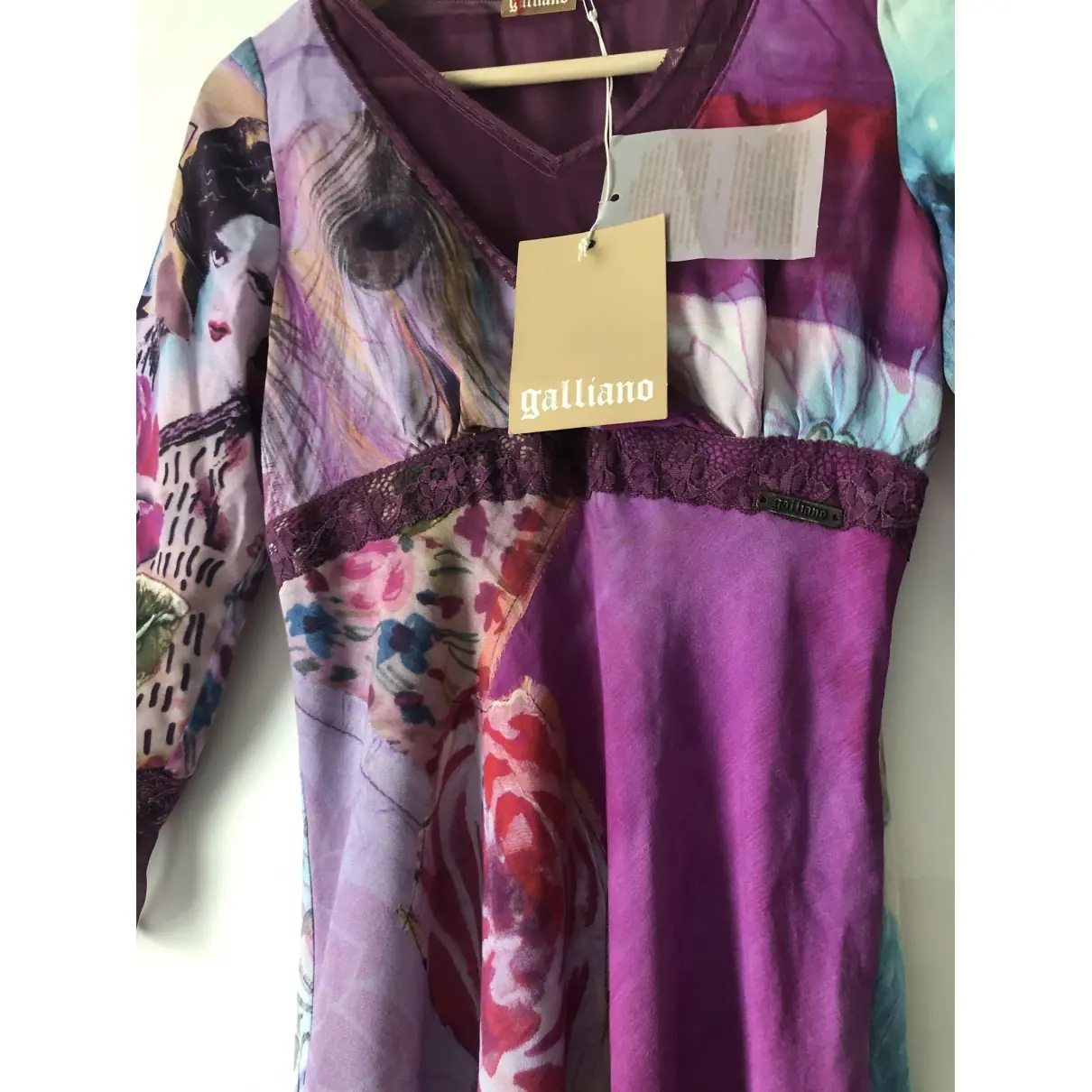Silk mid-length dress Galliano - Vintage
