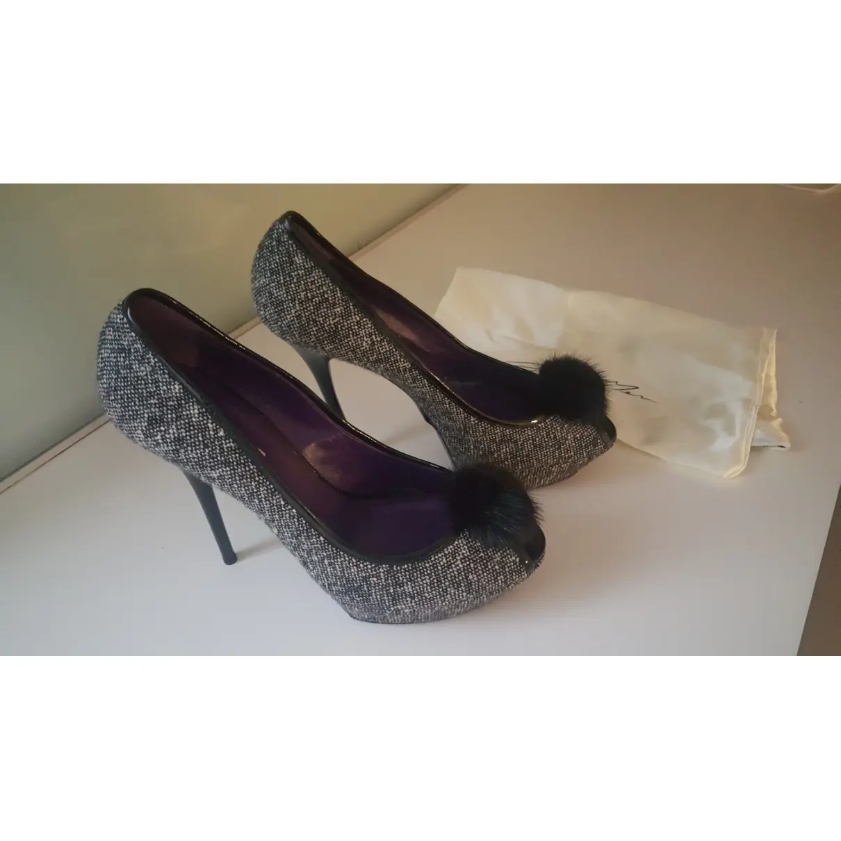 Grey Mer Tweed heels for sale