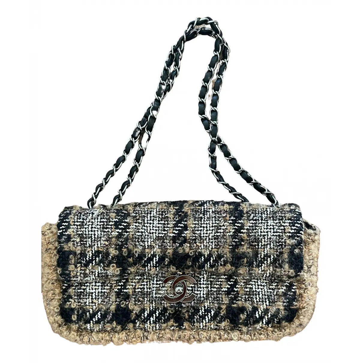 Trendy CC Quilted tweed handbag