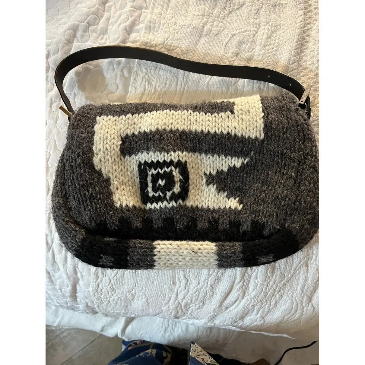 Buy Fendi Baguette wool clutch bag online