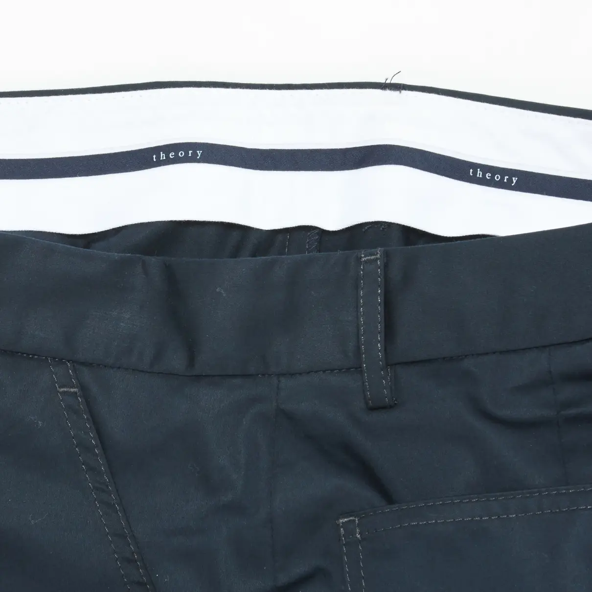 Buy Theory Navy Cotton Shorts online