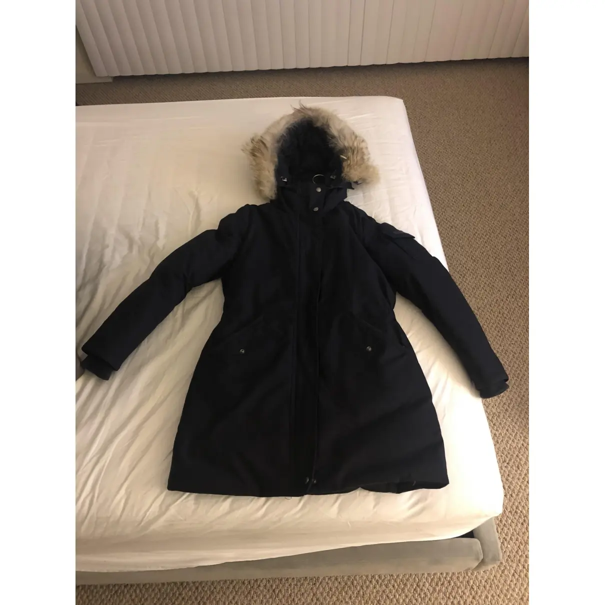 Woolrich Navy Cotton Coat for sale