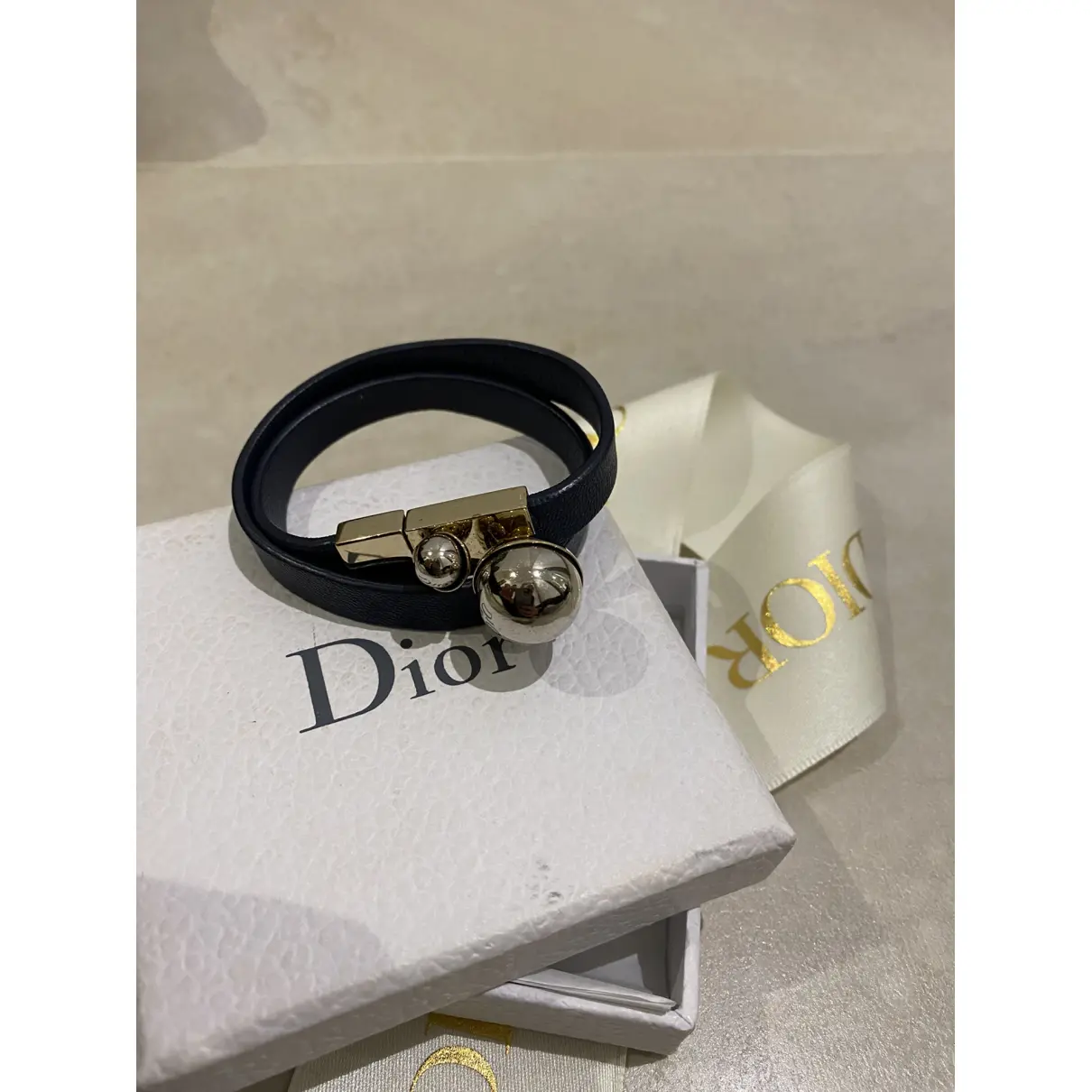 Perles leather bracelet Dior