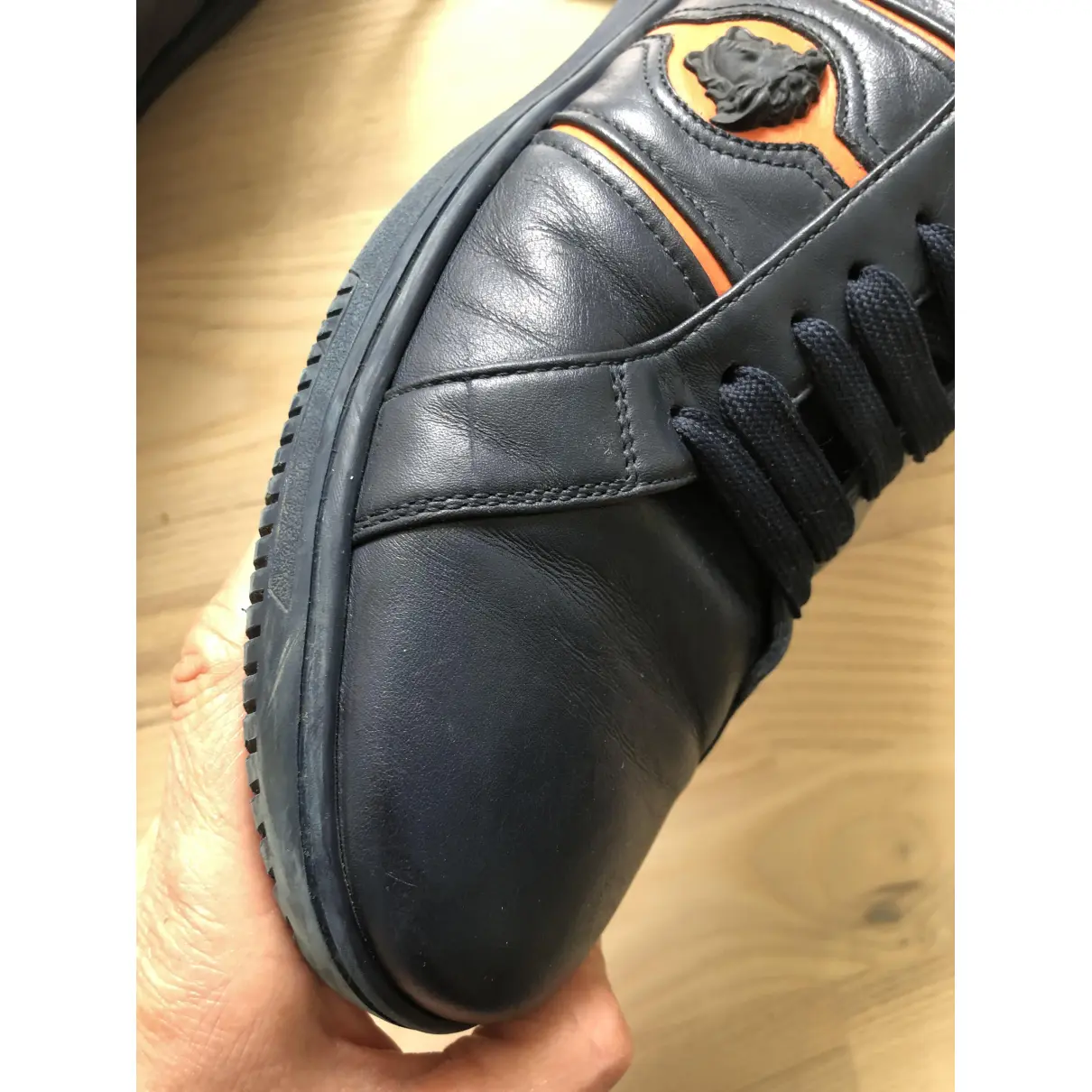Leather trainers Versace