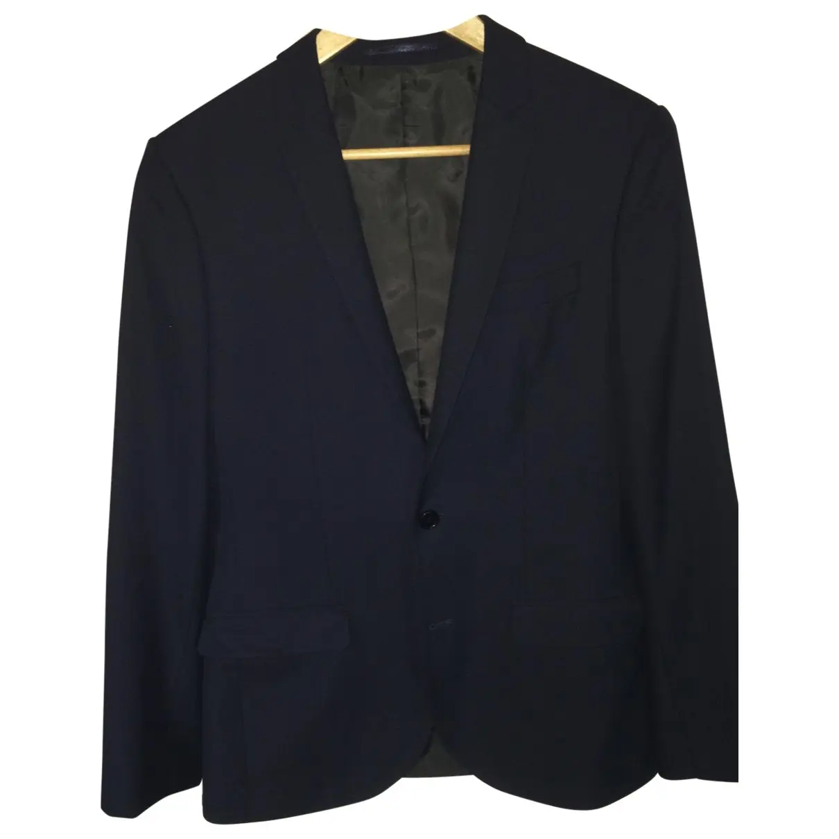 Navy Polyester Suit River Island