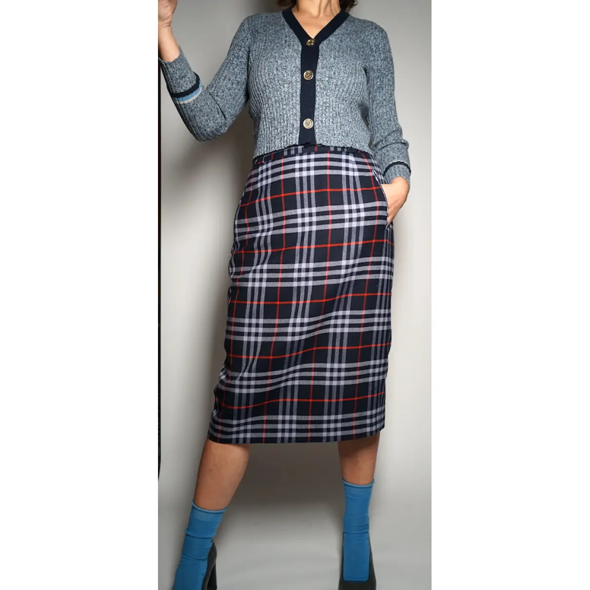 Wool mid-length skirt Burberry - Vintage