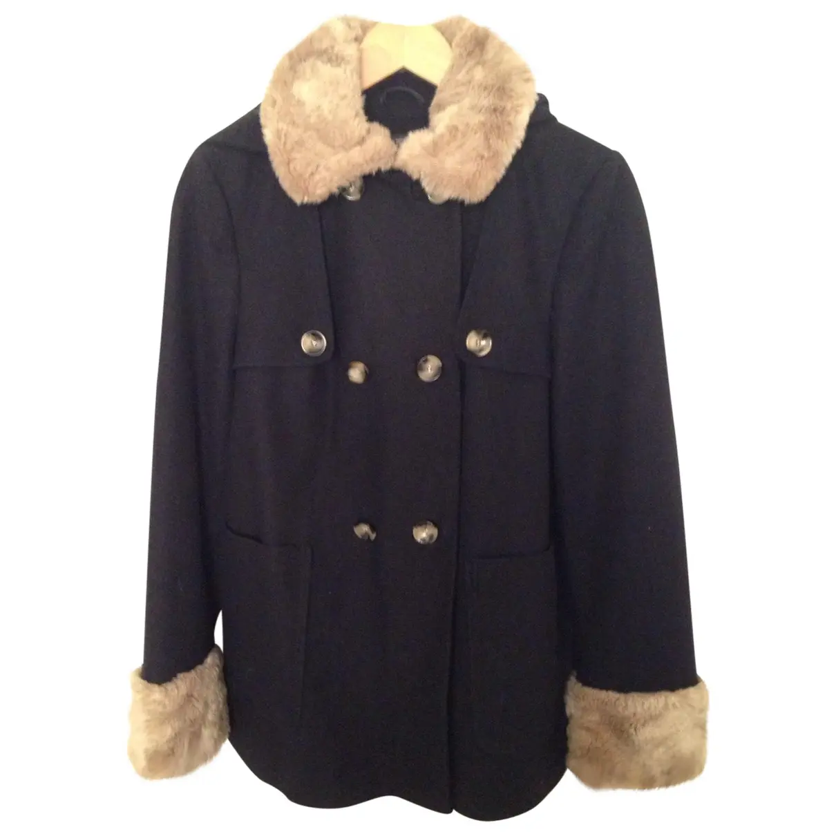 Navy Wool Coat Topshop