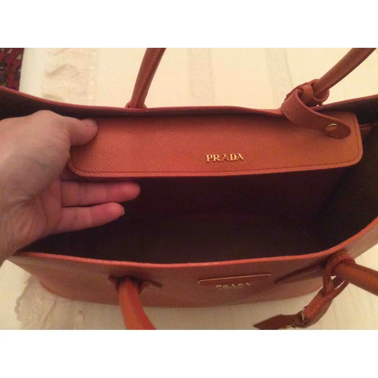 Double leather handbag Prada