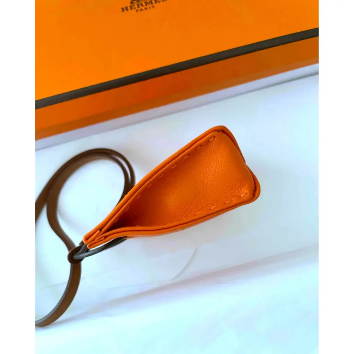 Buy Hermès Shopping bag charm leather bag charm online