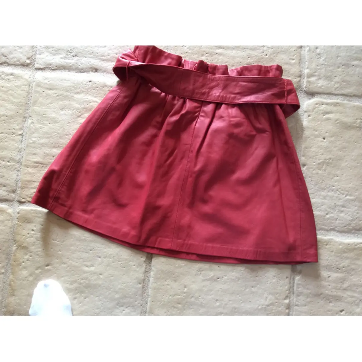 Buy Bel Air Orange Leather Skirt online