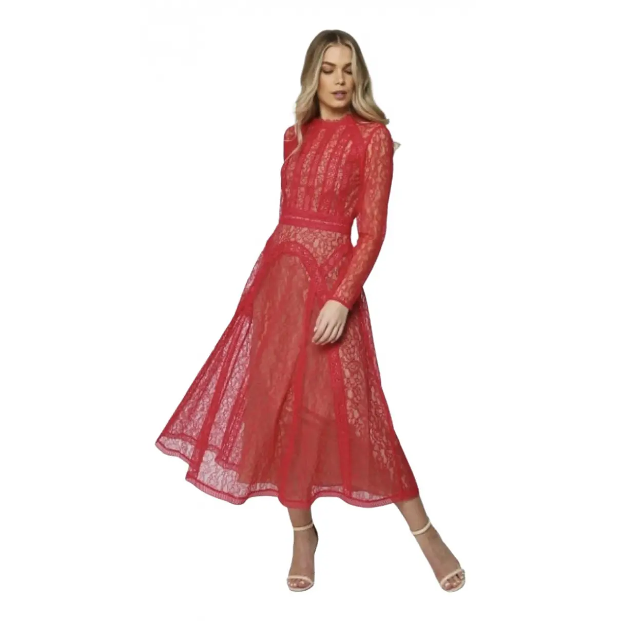 Buy Self-Portrait Lace mid-length dress online