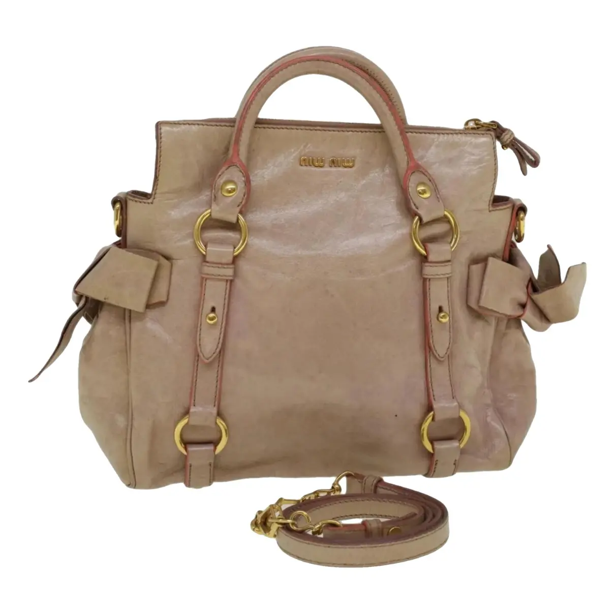 Bow bag leather handbag