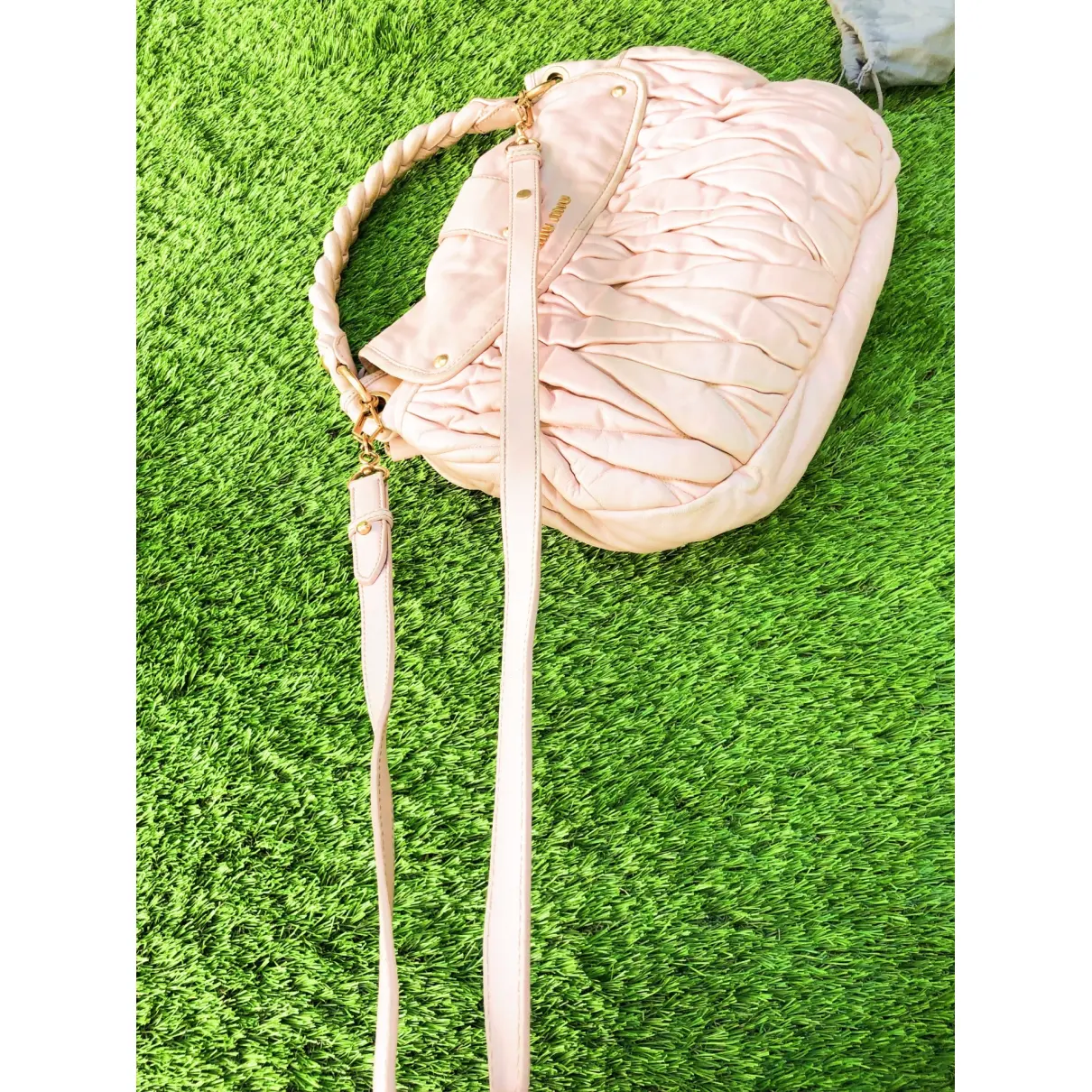 Coffer leather handbag Miu Miu