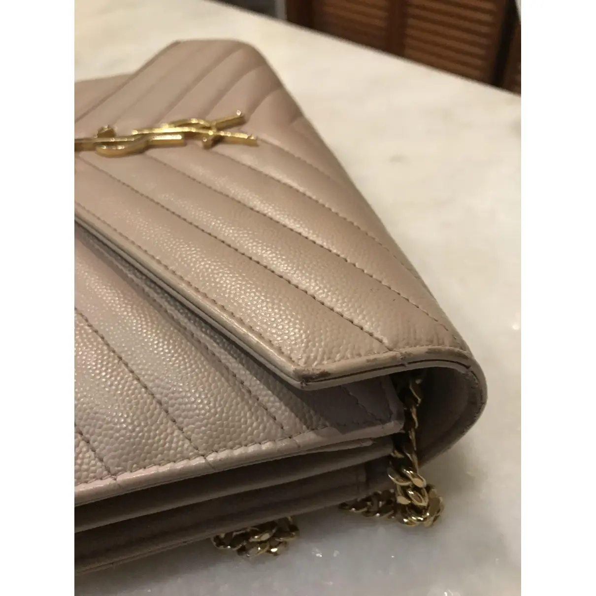Portefeuille enveloppe monogram leather handbag Saint Laurent
