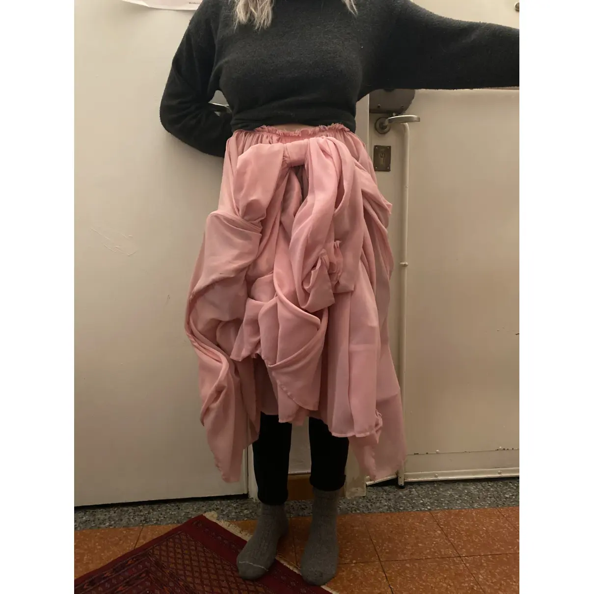 Pink Polyester Skirt Comme Des Garcons