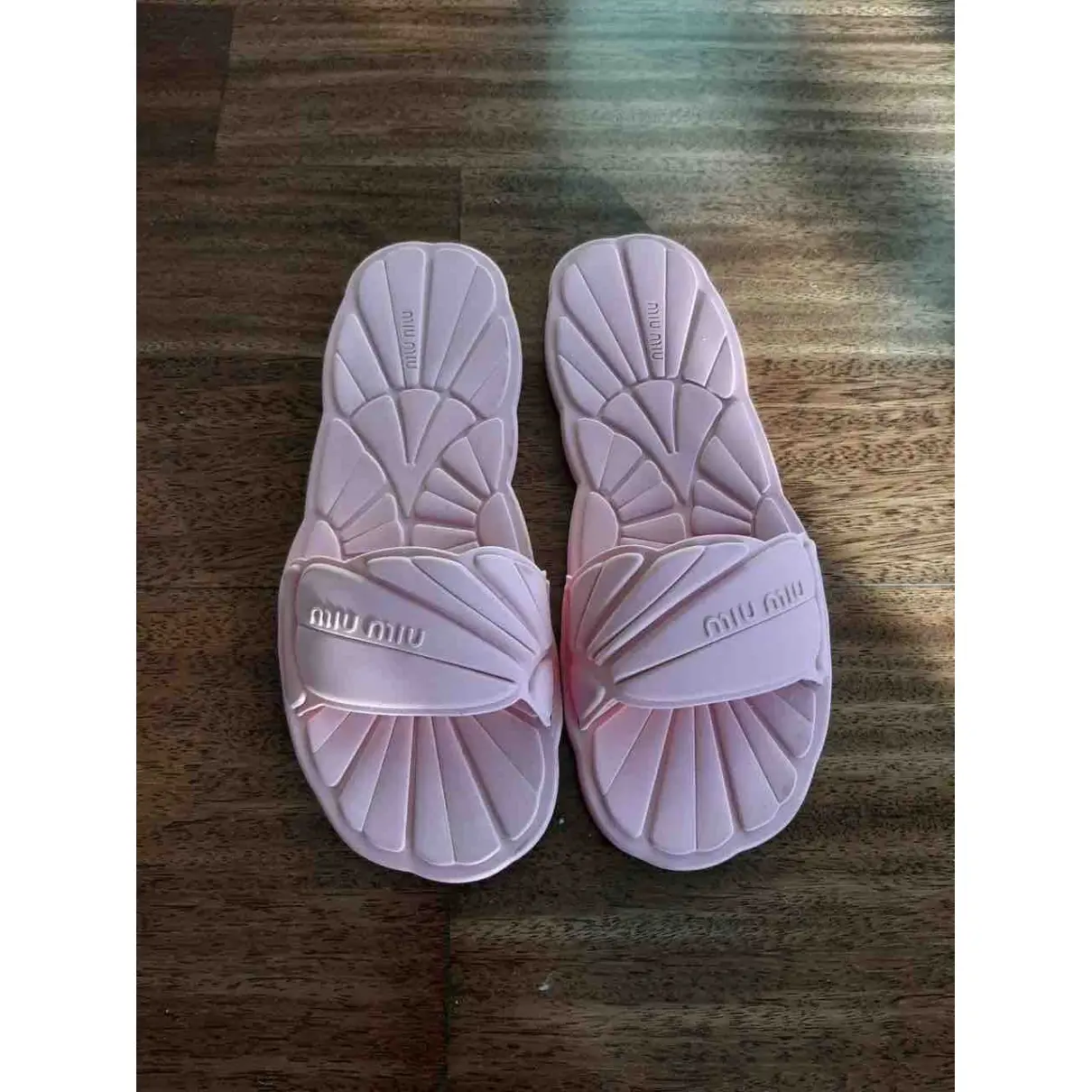 Miu Miu Pink Rubber Sandals for sale