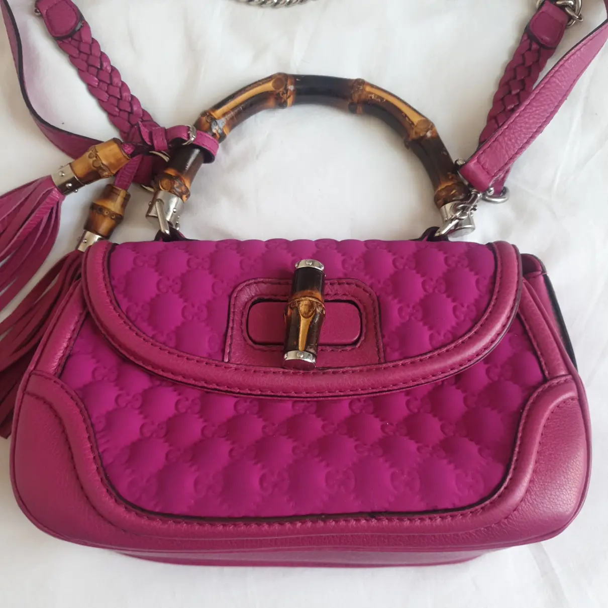 Buy Gucci Bamboo Convertible Satchel leather handbag online - Vintage