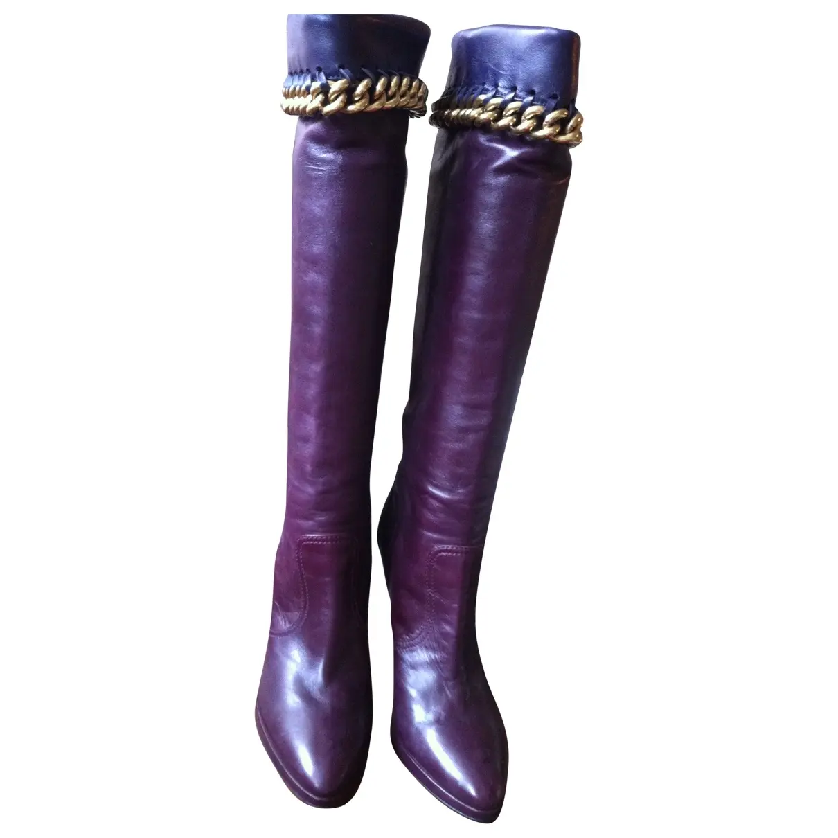 Sergio Rossi Purple Leather Boots for sale