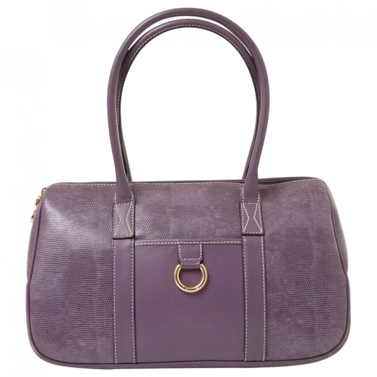 LEATHER BOWLING BAG IN DOVE-COLOURED SNAKESKIN-STYLE LEATHER Lancel