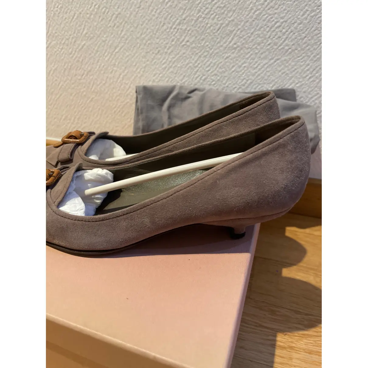 Leather heels Miu Miu