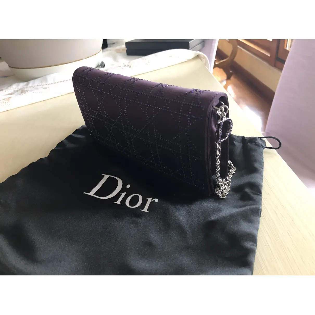 Dior Lady Dior silk crossbody bag for sale