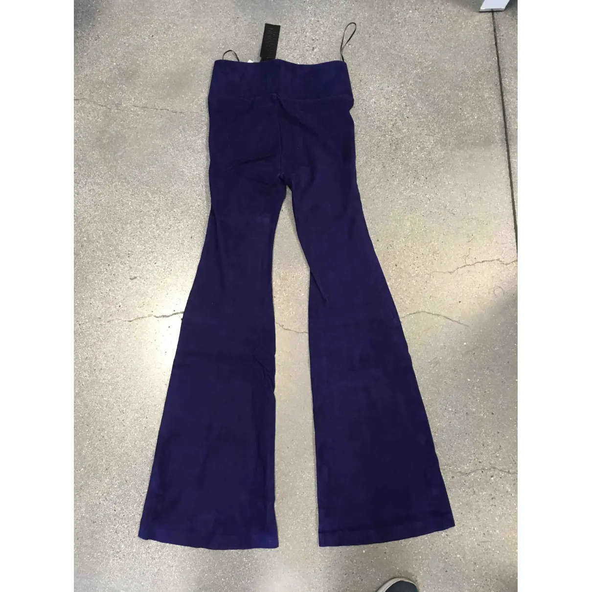 Buy SPRWMN Purple Suede Trousers online