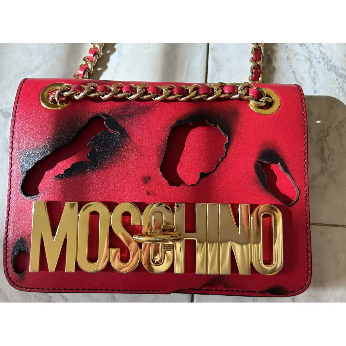 Biker leather crossbody bag Moschino