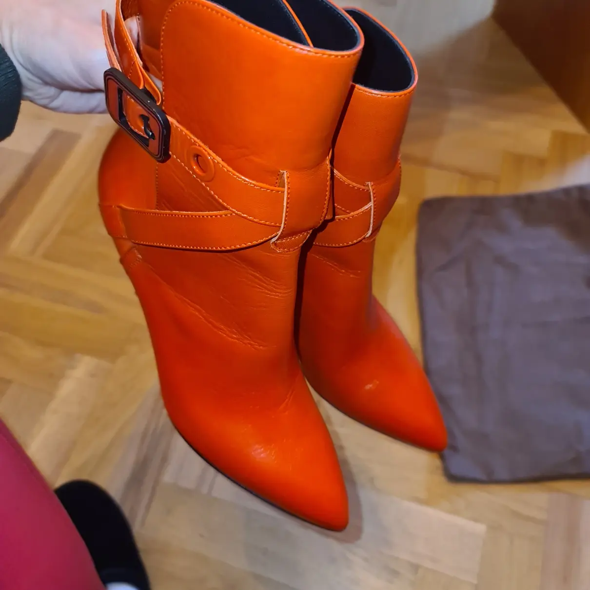 Leather buckled boots Bottega Veneta