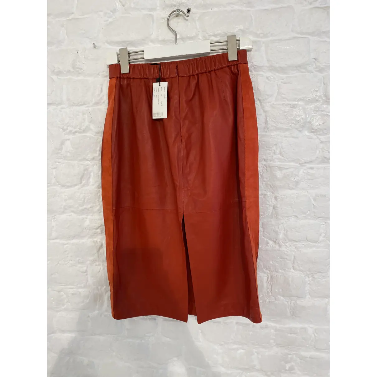 Buy Enes Leather mid-length skirt online