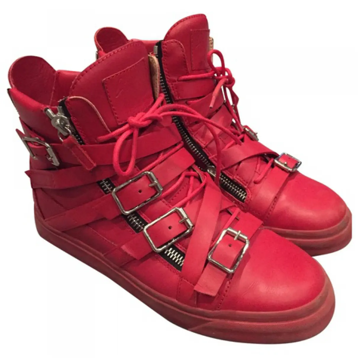 Red Leather Trainers Giuseppe Zanotti