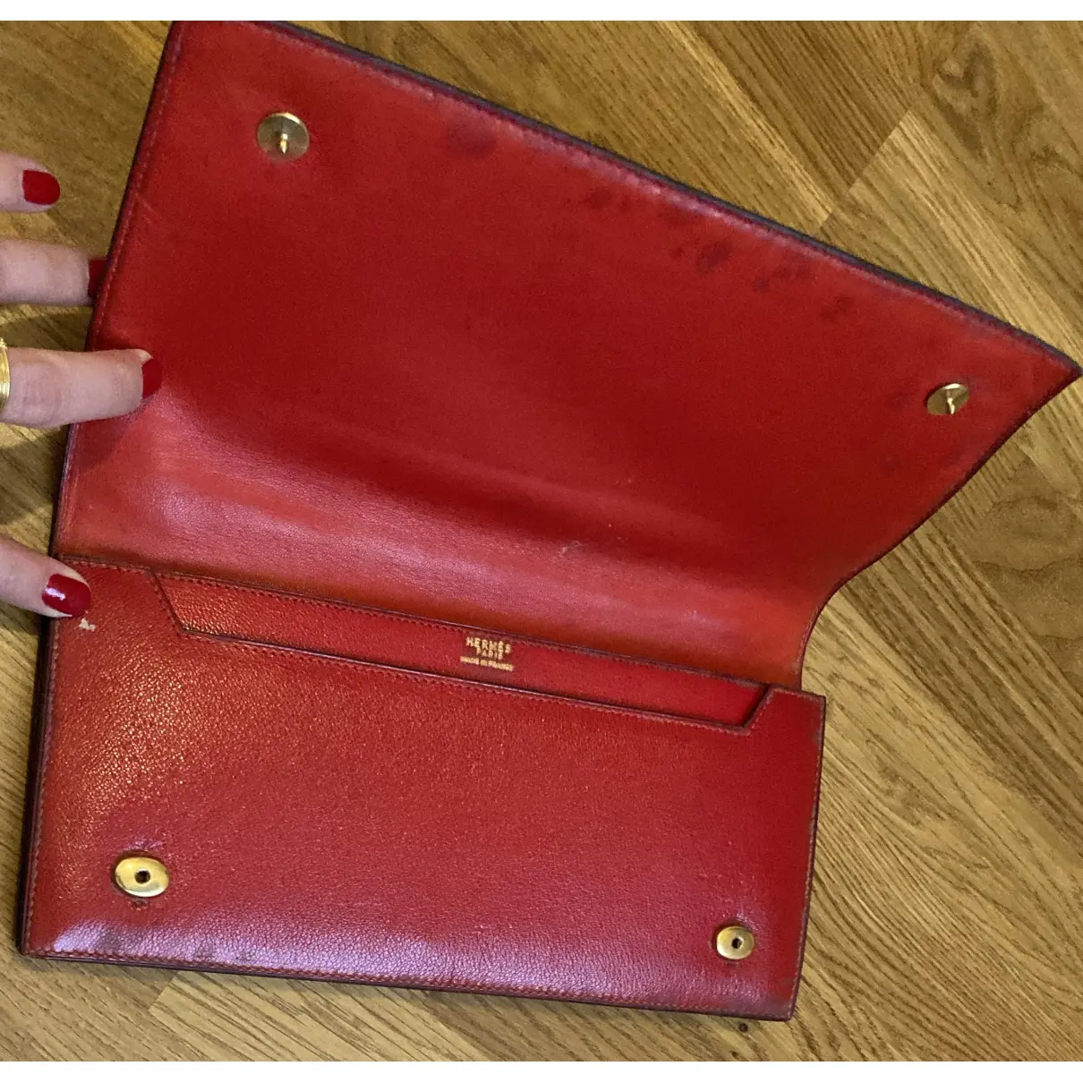 Leather clutch bag Hermès - Vintage