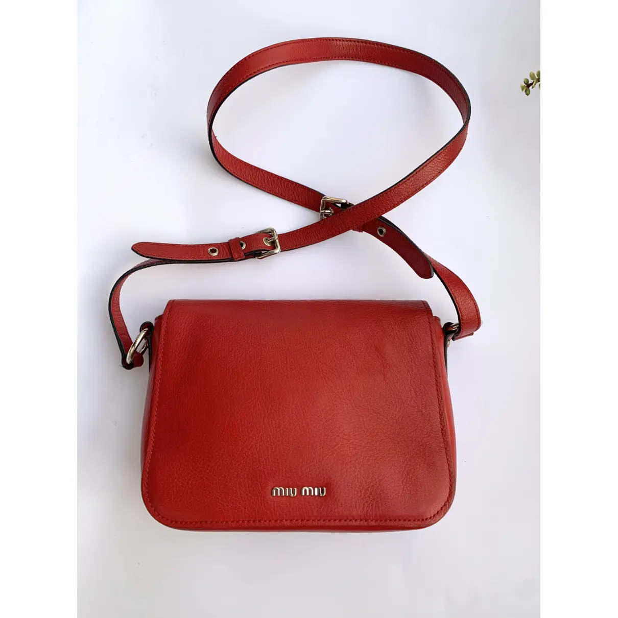 Madras leather crossbody bag Miu Miu
