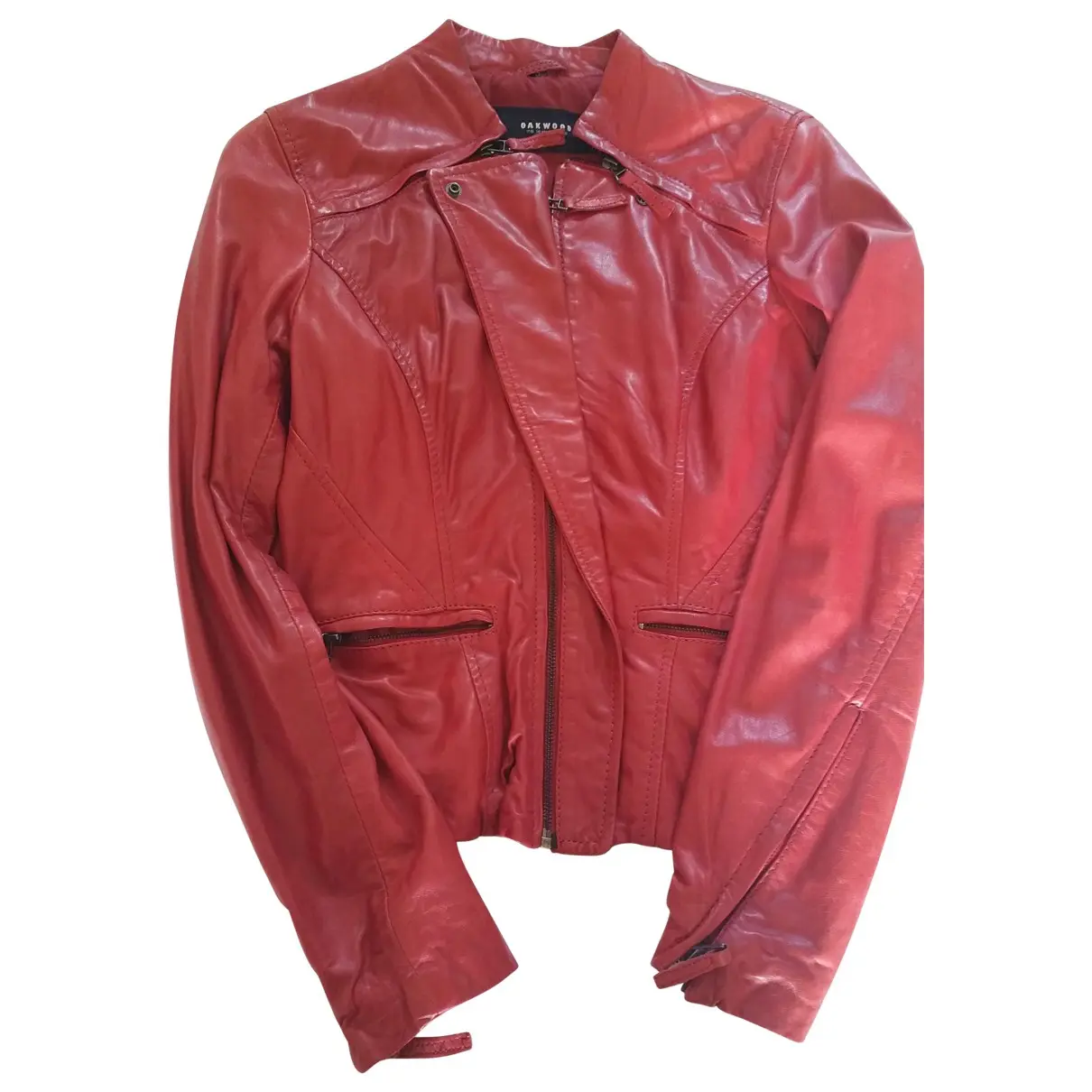 Leather biker jacket Oakwood