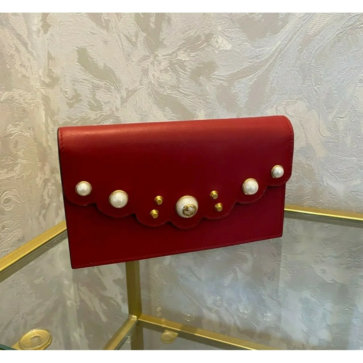 Peony leather handbag Gucci