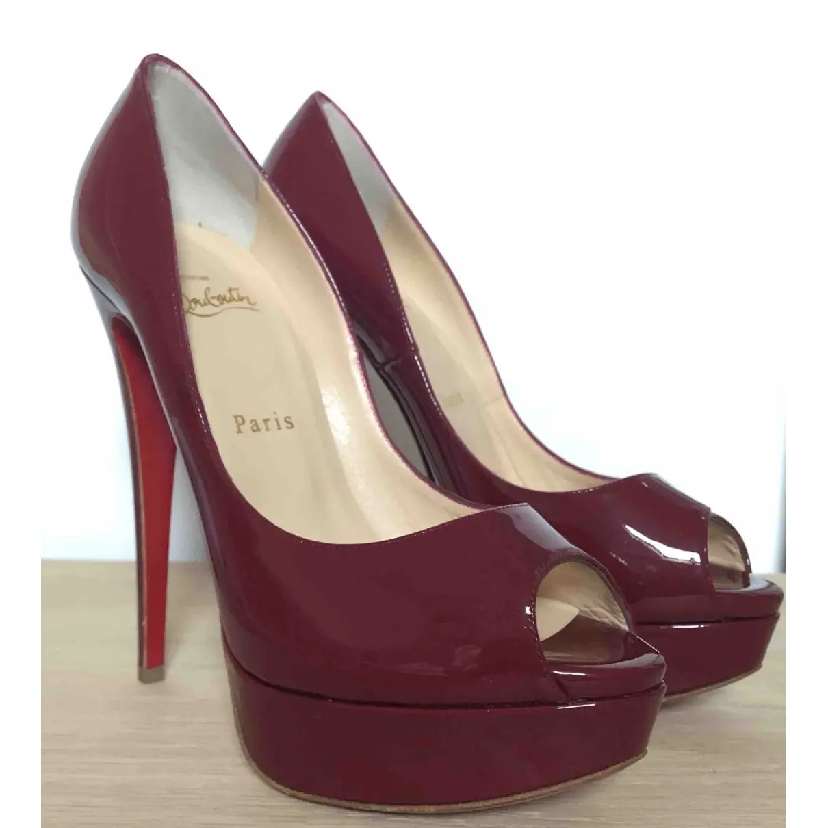 Christian Louboutin Lady Peep patent leather heels for sale
