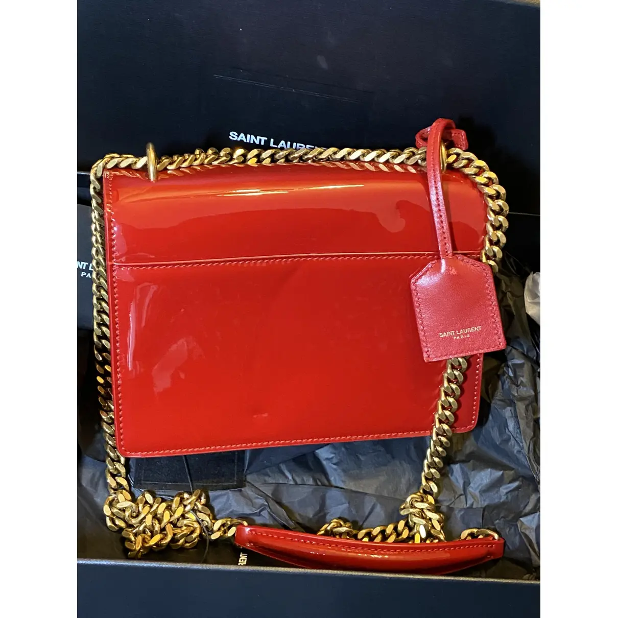 Buy Saint Laurent Sunset patent leather crossbody bag online