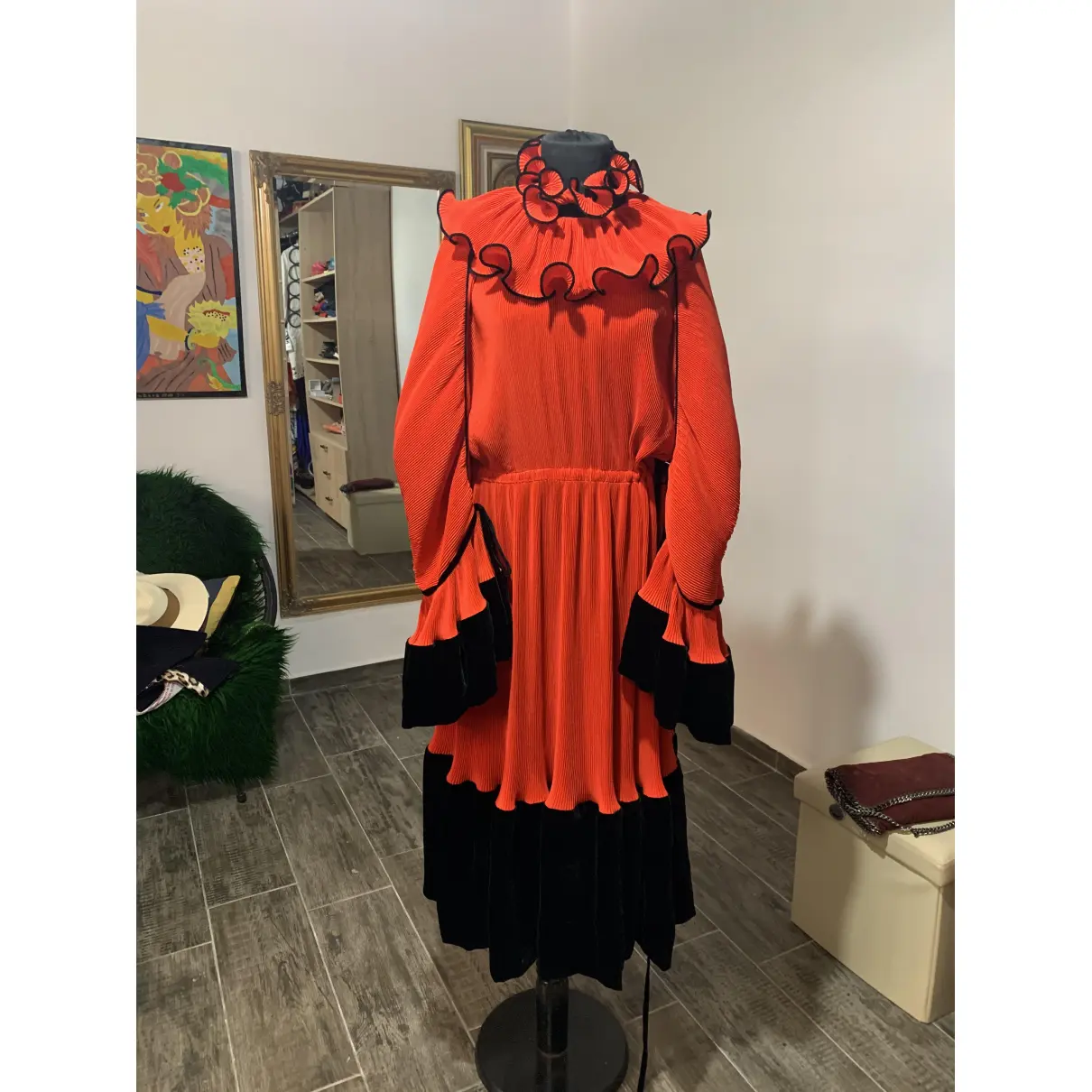 Pleated Velvet mid-length dress Tory Burch