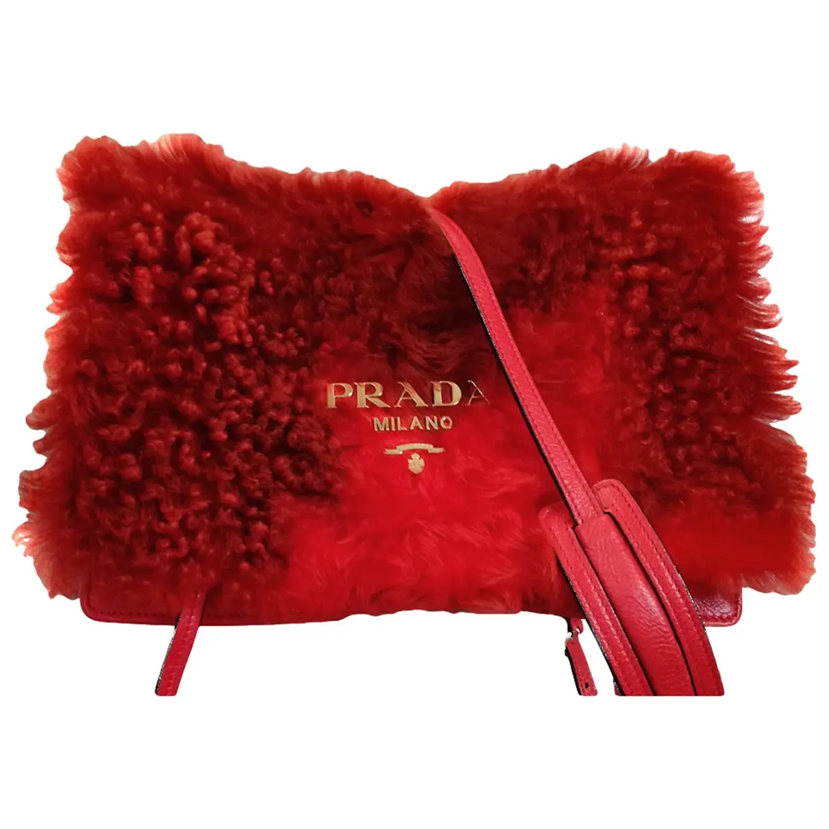Etiquette shearling crossbody bag Prada