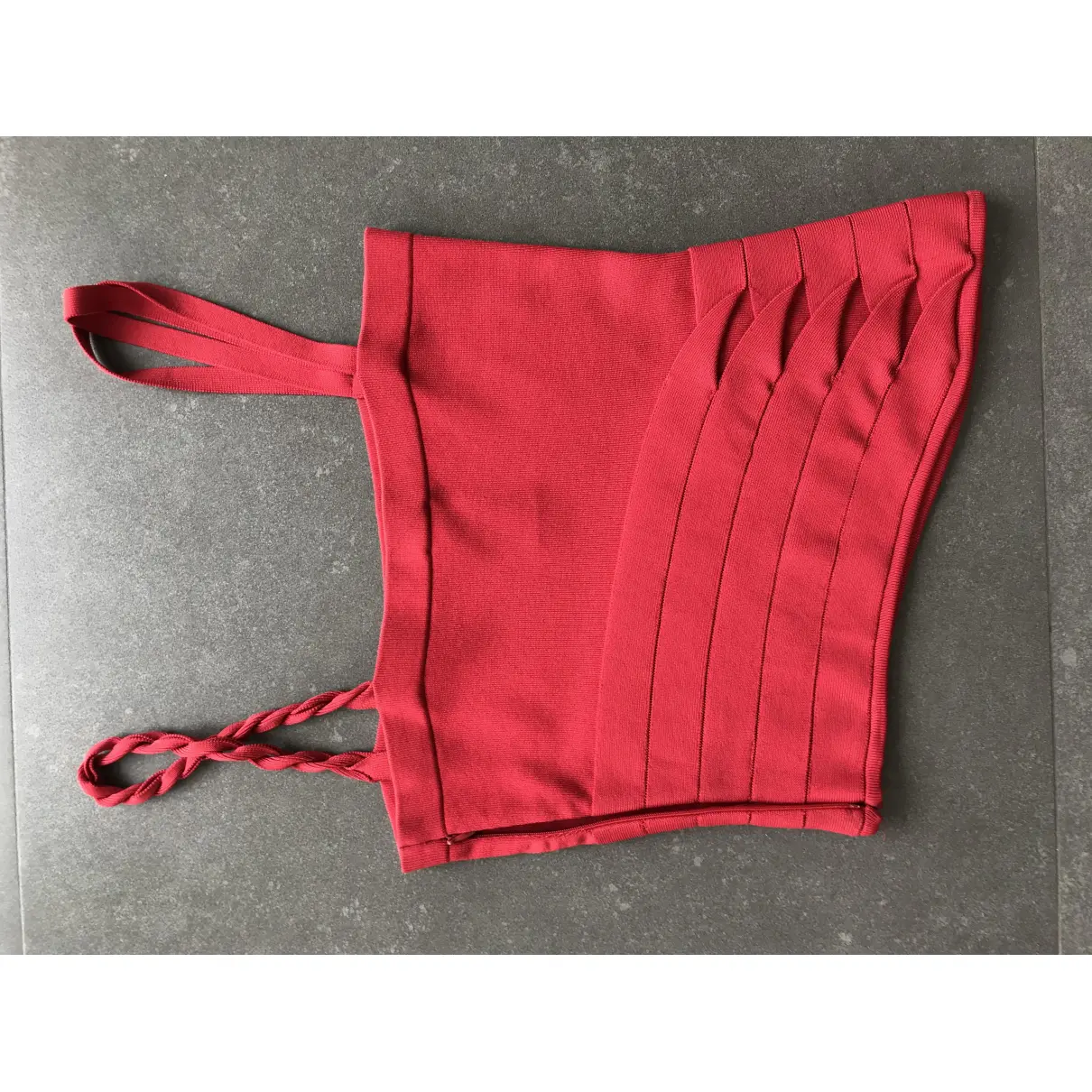 Red Synthetic Top Herve Leger