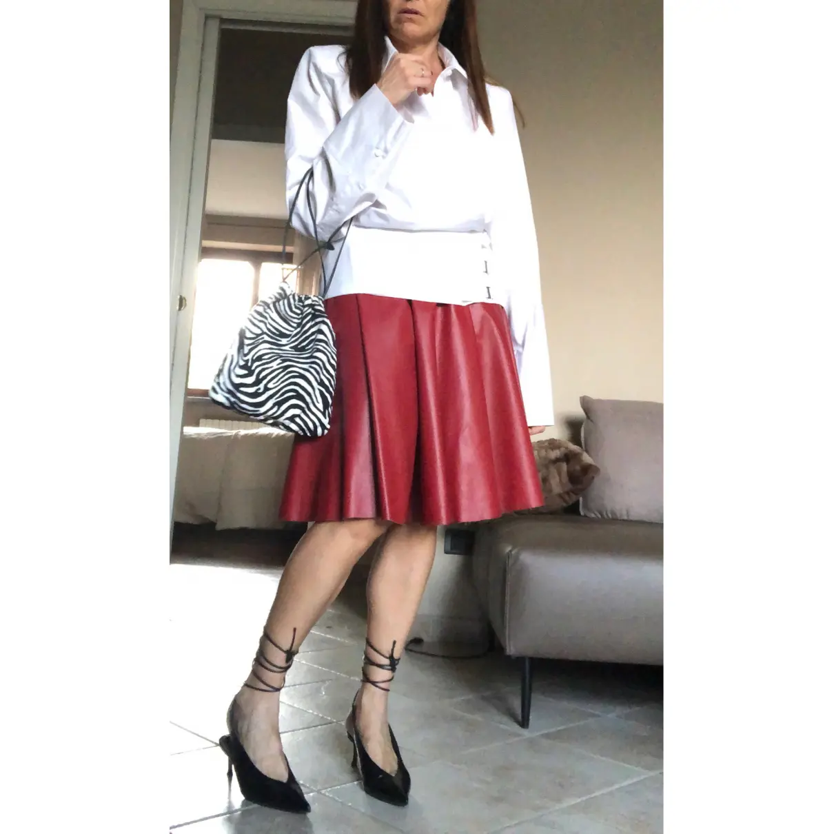 Vegan leather mid-length skirt Douuod