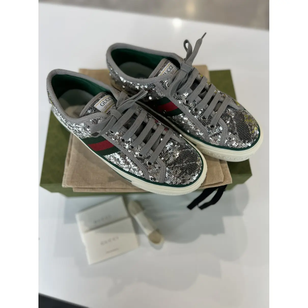 Buy Gucci Tennis 1977 glitter trainers online