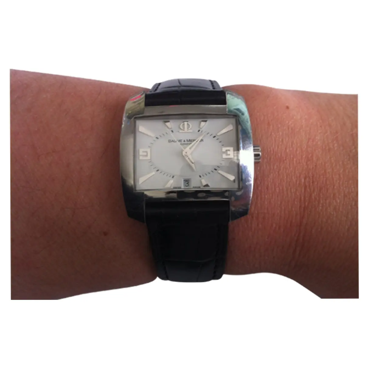 Silver Leather Watch Baume Et Mercier