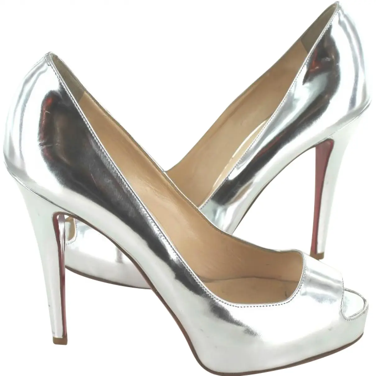 Silver Leather Heels Christian Louboutin