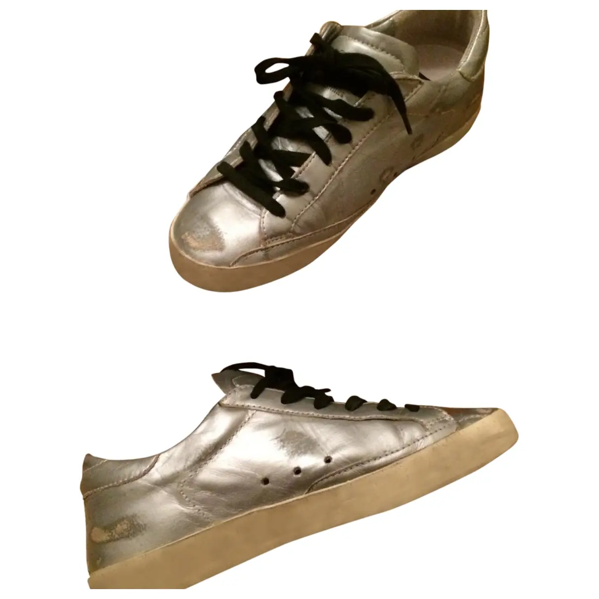 Silver Leather Trainers Golden Goose